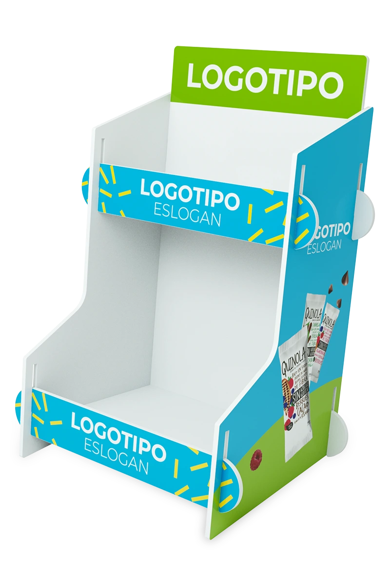 Exhibidor de productos para negocios armable.