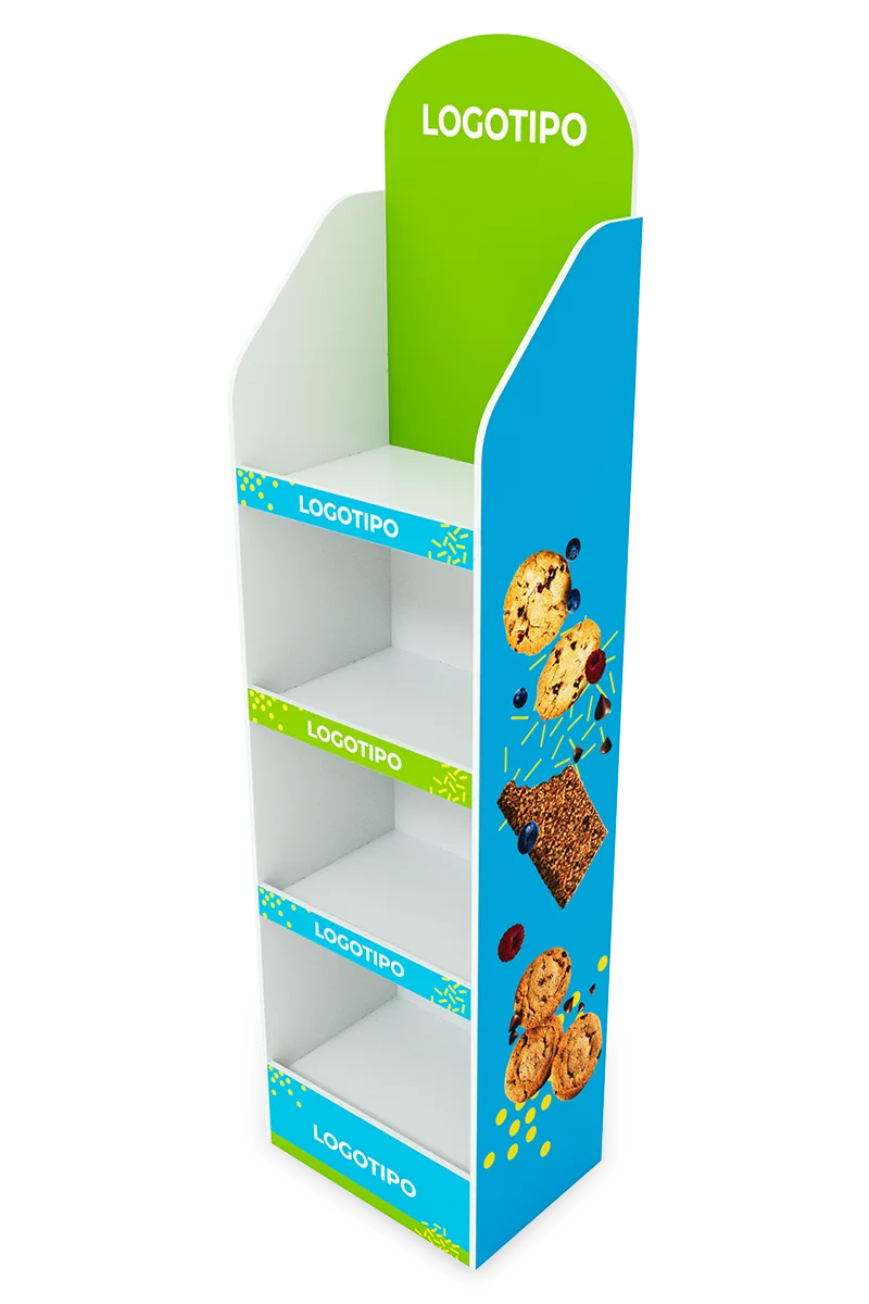 Mueble exhibidor de productos para tiendas. Cuatro bandejas.