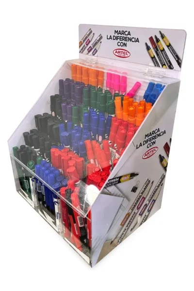 Exhibidor acrílico de productos.